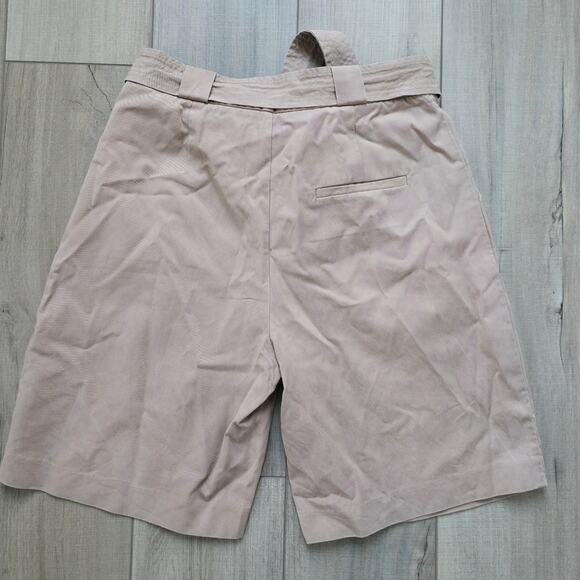 MNG Bermuda Paperbag Tie Waist Khaki Brown Chino Shorts Women Sz Small - Picture 2 of 10